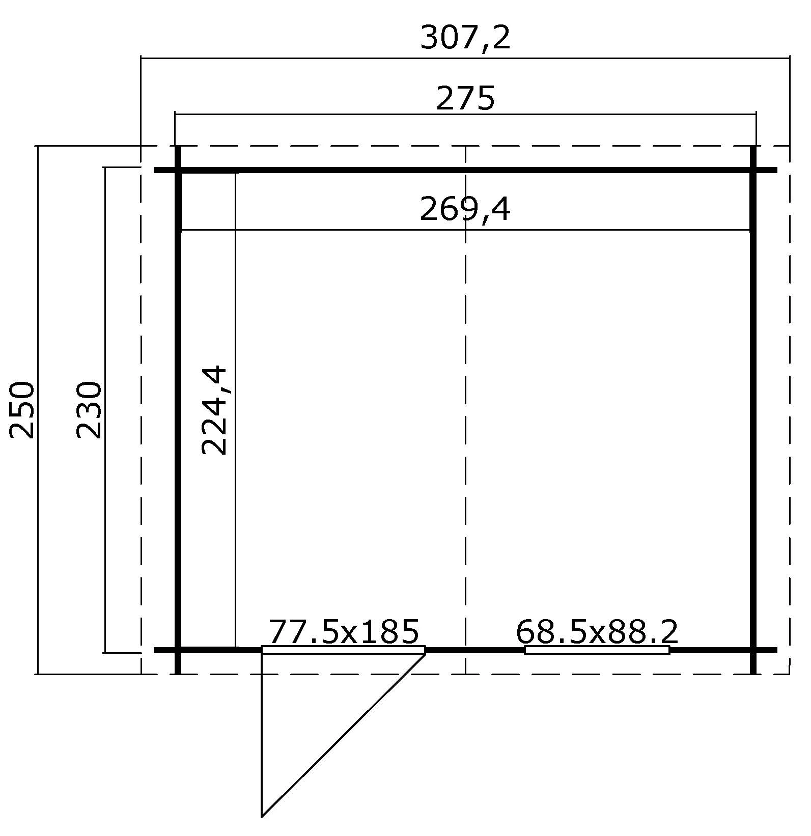 Outdoor Life Blokhut Nina Platinum Grey-Wit 275 x 230 cm - Afbeelding 4